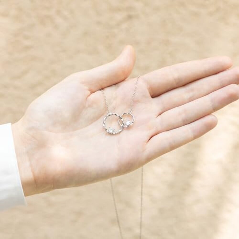 Sterling Silver Interlocking Circle Necklace Eleg… - image 5